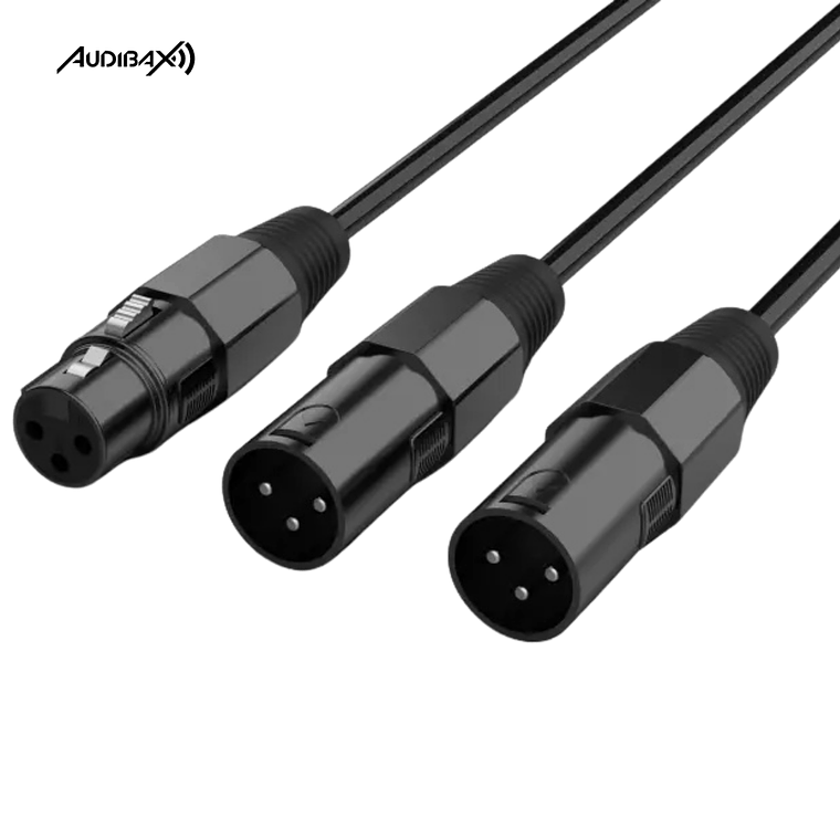 Audibax Silver Black Cable 2 XLR macho para 1 XLR fêmea 15 cm 1