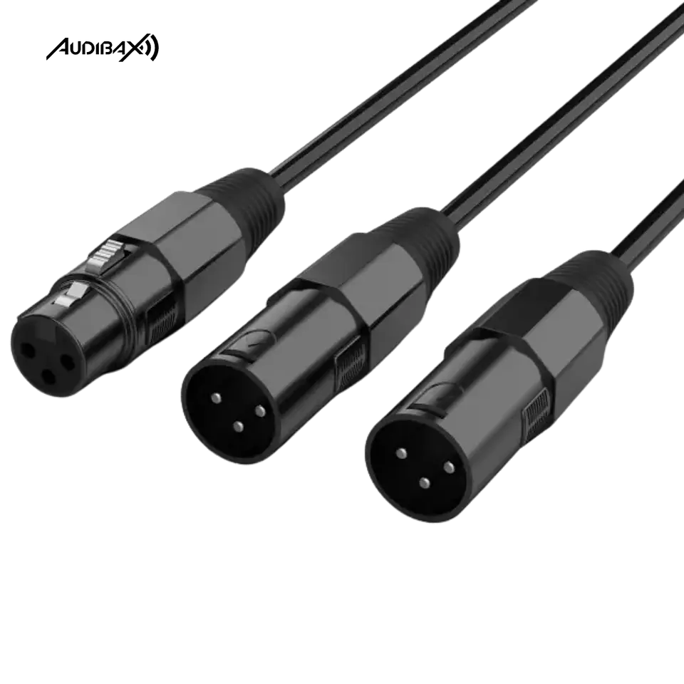 Audibax Silver Black Cable 2 XLR macho para 1 XLR fêmea 15 cm 1