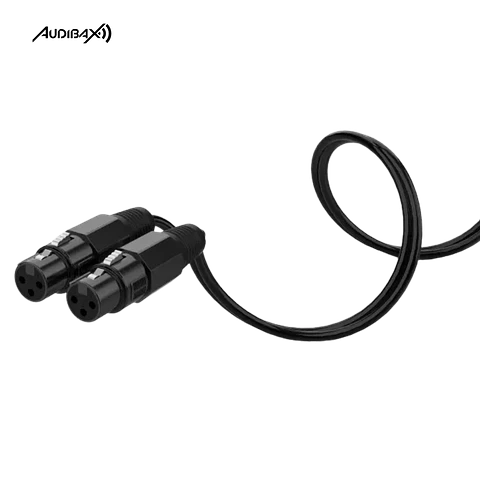 Audibax Silver Black Cable 2 XLR macho para 1 XLR fêmea 20 cm