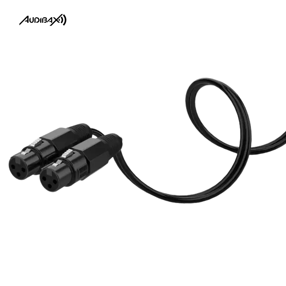 Audibax Silver Black Cable 2 XLR macho para 1 XLR fêmea 20 cm 2
