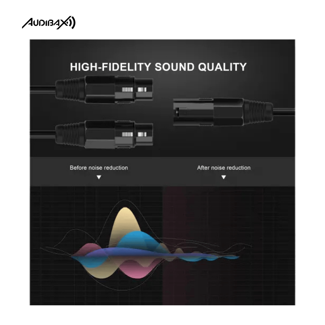 Audibax Silver Black Cable 2 XLR macho para 1 XLR fêmea 20 cm 4