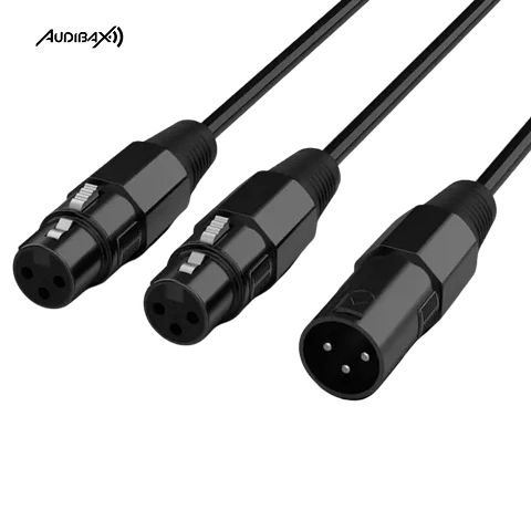 Audibax Silver Black Cable 2 XLR macho para 1 XLR fêmea 20 cm