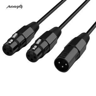 Audibax Silver Black Cable 2 XLR macho para 1 XLR fêmea 20 cm