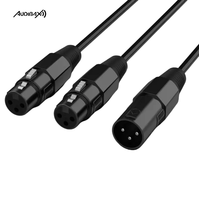 Audibax Silver Black Cable 2 XLR macho para 1 XLR fêmea 20 cm 1