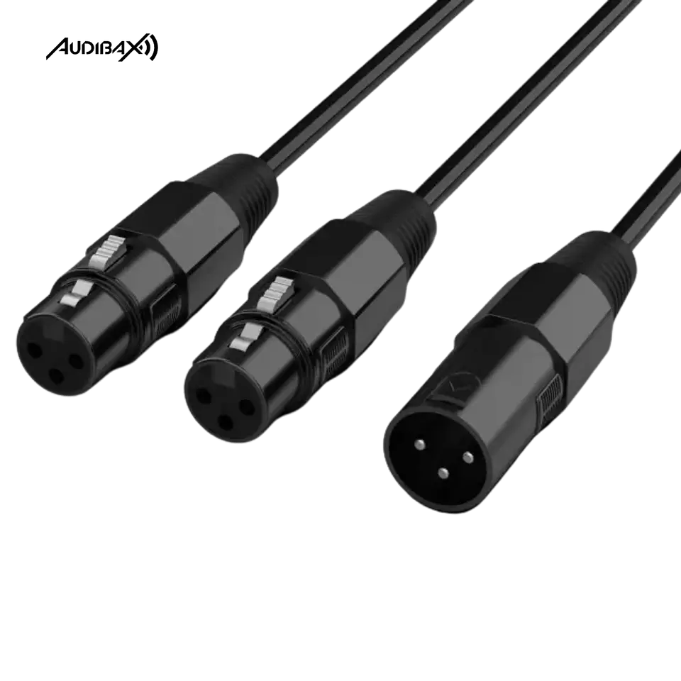 Audibax Silver Black Cable 2 XLR macho para 1 XLR fêmea 20 cm 1