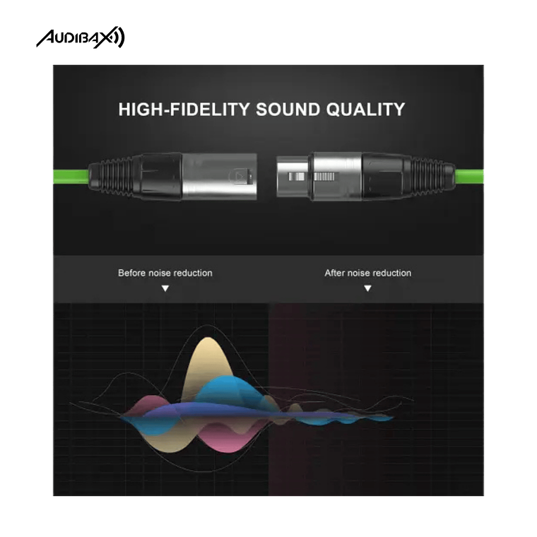 Audibax Silver XLR Cabo Macho - XLR Fêmea 3 Metros Verde 4