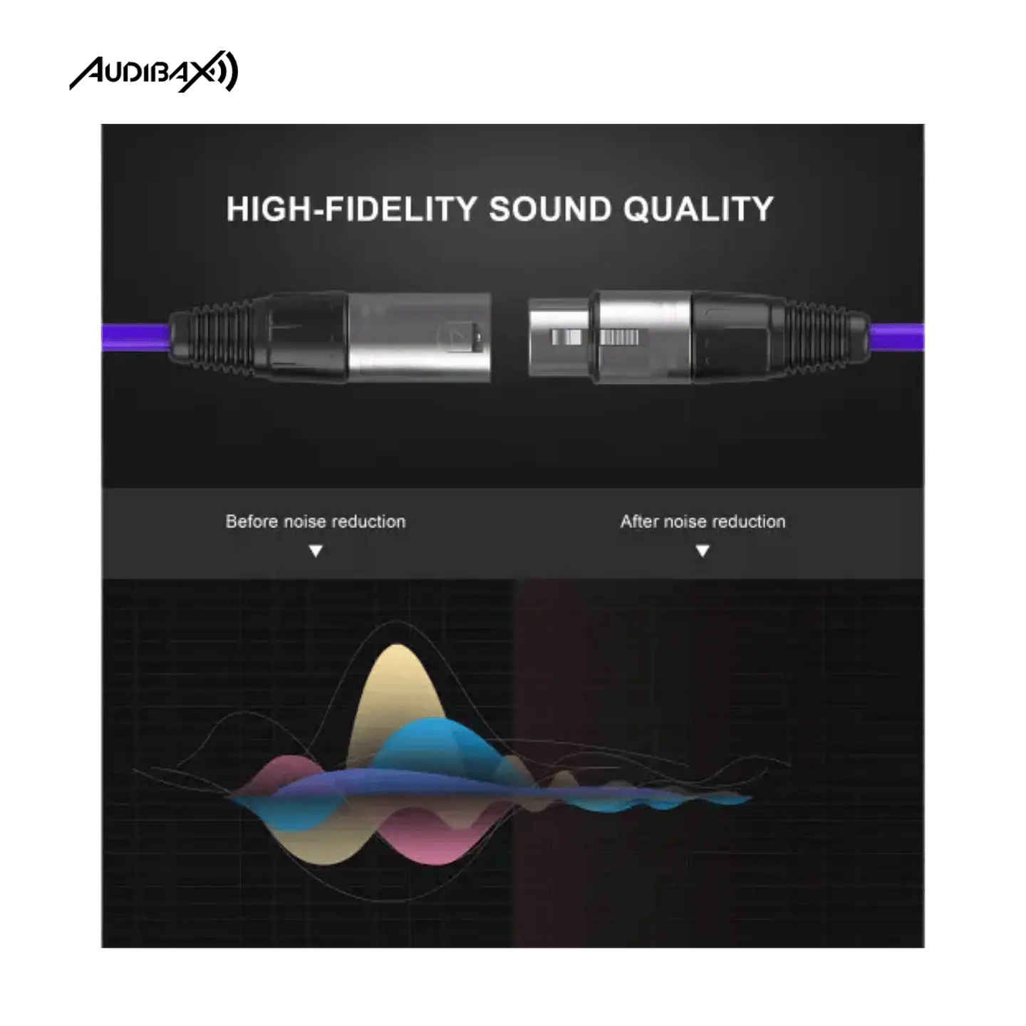Audibax Silver XLR Cabo Macho - XLR Fêmea 3 Metros Roxo 4