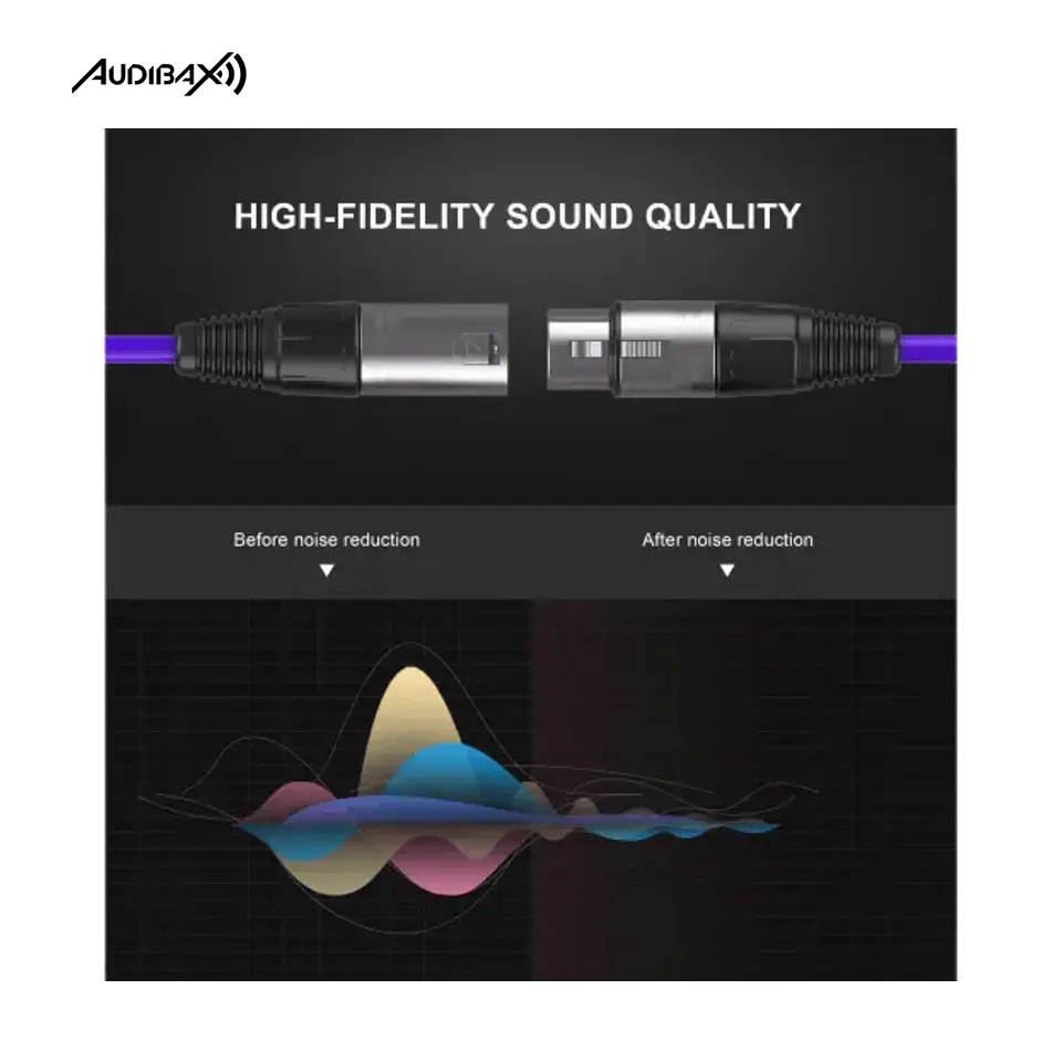 Audibax Silver XLR Cabo Macho - XLR Fêmea 3 Metros Roxo 4