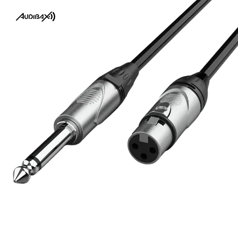 Audibax Silver XLR Fêmea para Mono Jack 3 Metros Preto