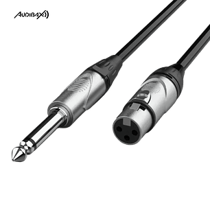 Audibax Silver XLR Fêmea para Mono Jack 3 Metros Preto