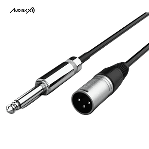 Audibax Silver Cabo XLR Macho para Jack Mono Preto de 1,5 Metros