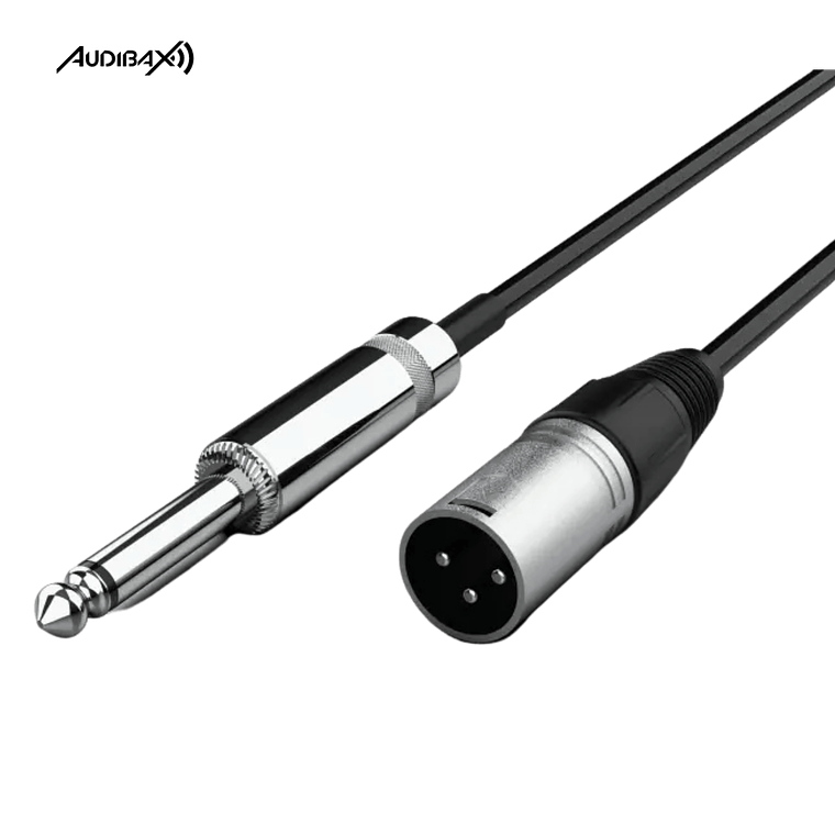 Audibax Silver Cabo XLR Macho para Jack Mono Preto de 1,5 Metros 1