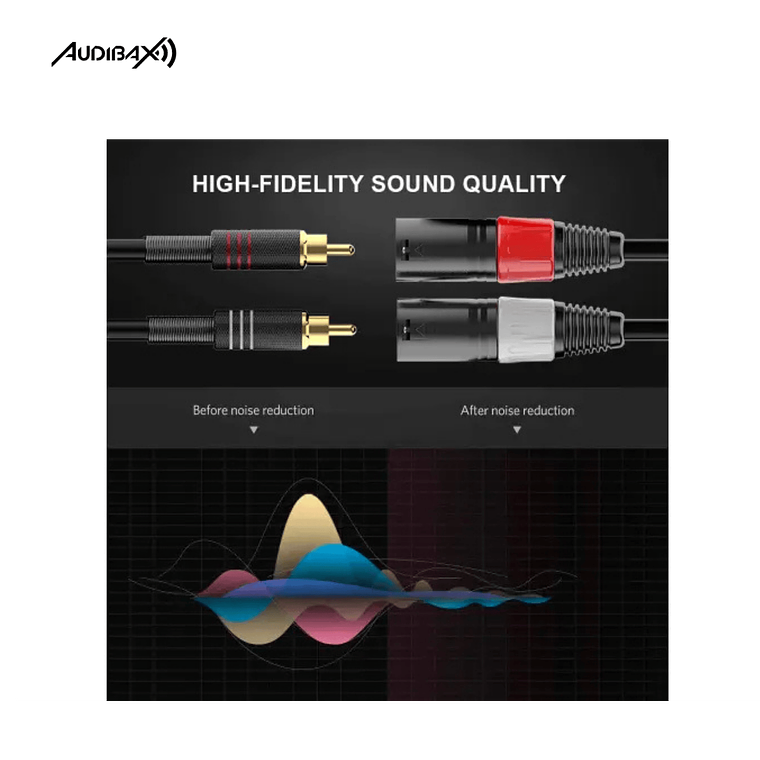 Audibax Silver Black Cabo 2 x XLR macho para 2 x RCA 1,5 metros 4