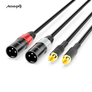 Audibax Silver Black Cabo 2 x XLR macho para 2 x RCA 3 metros
