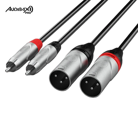 Audibax Pro Cable 2 XLR macho para 2 RCA 3 metros preto