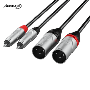 Audibax Pro Cable 2 XLR macho para 2 RCA 3 metros preto
