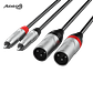 Audibax Pro Cable 2 XLR macho para 2 RCA 3 metros preto - Thumbnail 1