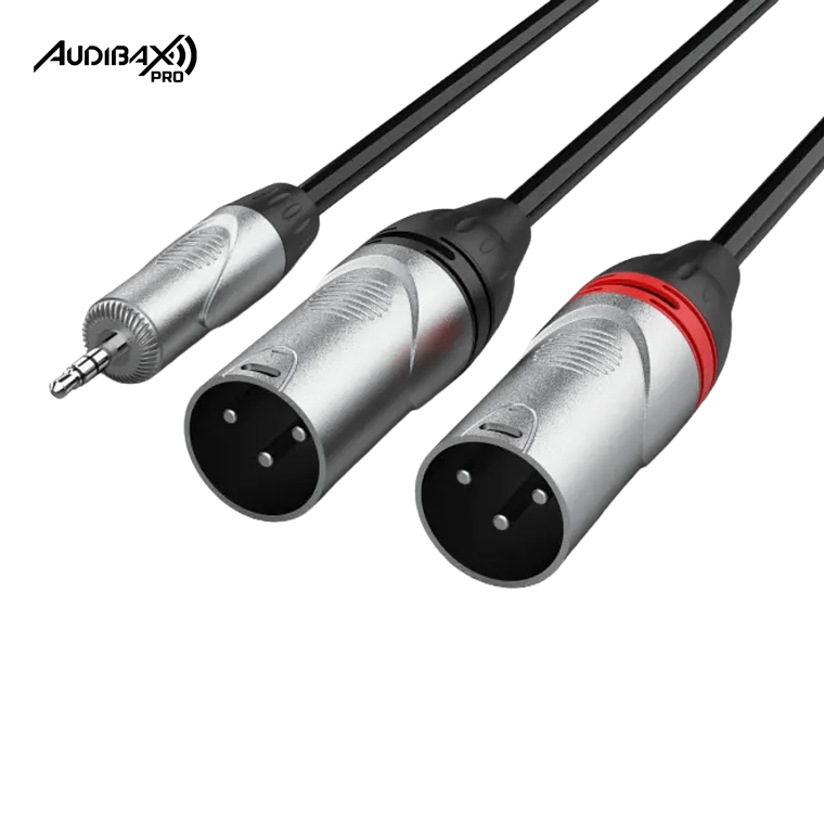 Audibax Pro Cabo 2 XLR macho para Minijack stereo 3 metros preto 1