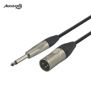 Audibax Pro Cabo XLR Macho a Jack Mono 3 Metros Negro