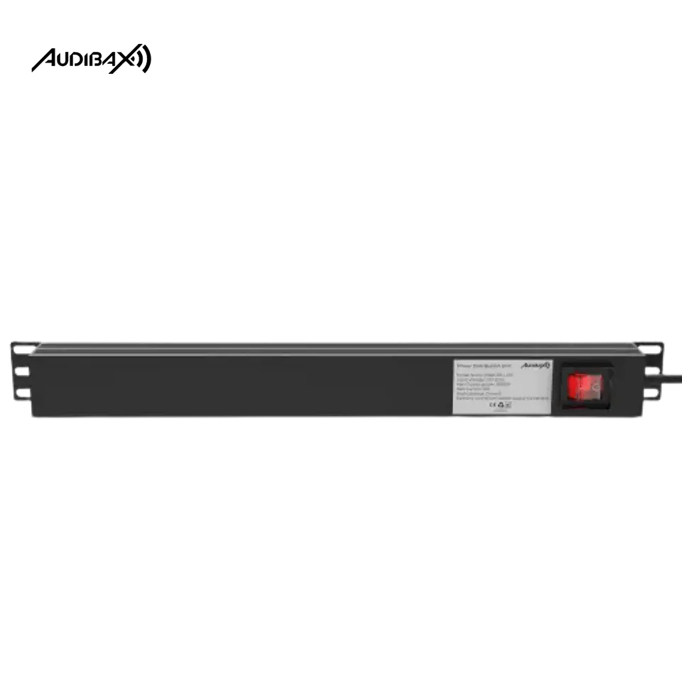 Régua de energia rack 1U de 19' Audibax PSR8-SB-USB 8 Entradas Schuko + 2 Entradas USB A 3