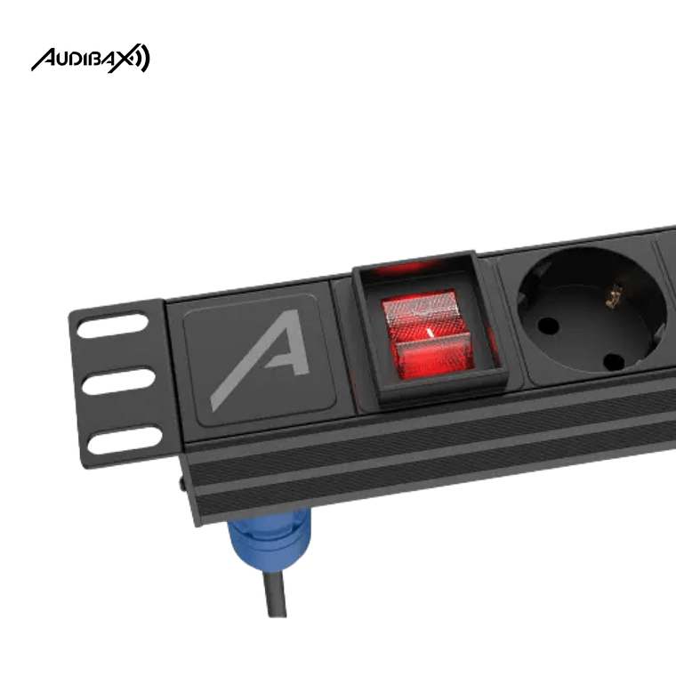 Régua de energia rack  19' 1U Audibax PSR8-PwC 8 tomadas 2