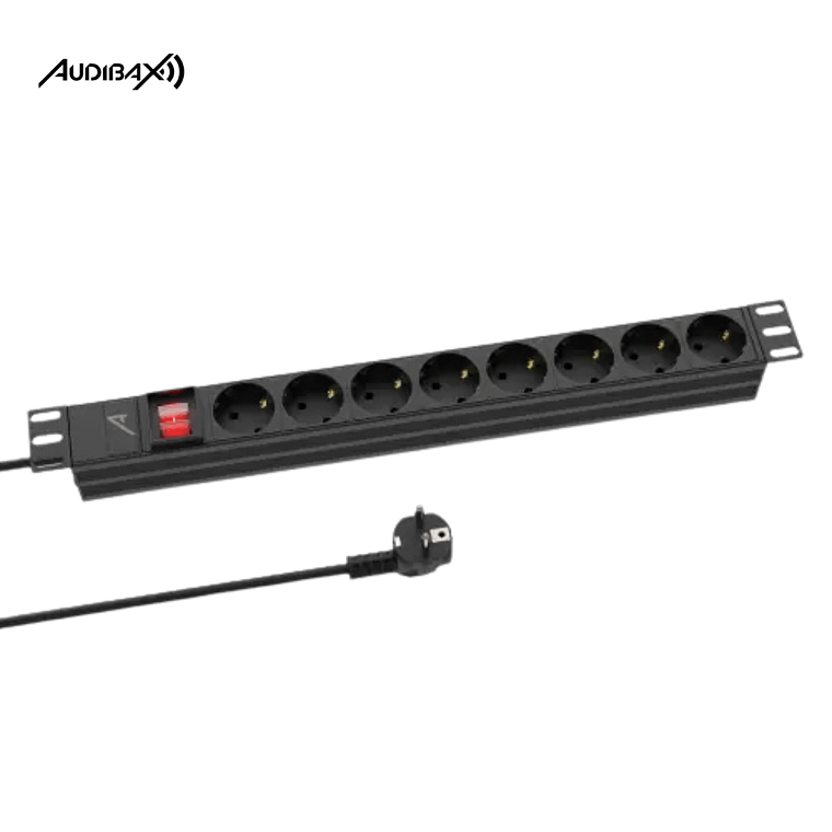 Régua de energia rack  19' 1U Audibax PSR8-SF 8 tomadas 1