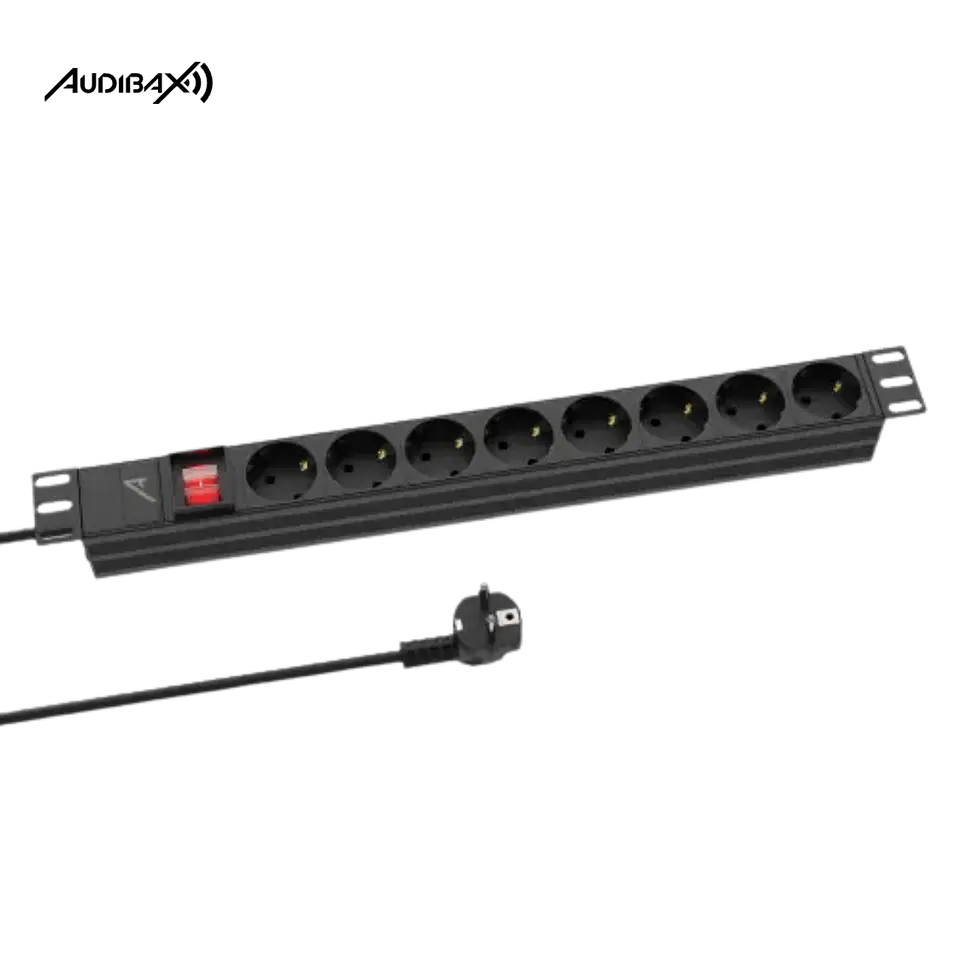 Régua de energia rack  19' 1U Audibax PSR8-SF 8 tomadas 1
