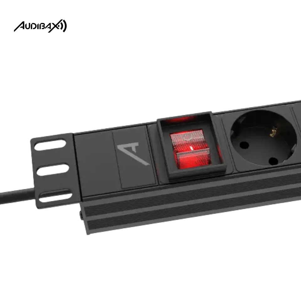 Régua de energia rack  19' 1U Audibax PSR8-SF 8 tomadas 2