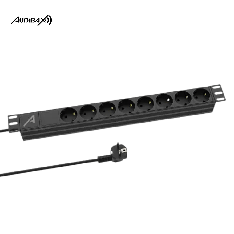 Régua de energia rack  19' 1U Audibax PSR8-SB 8 tomadas 1