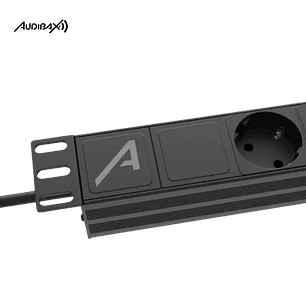 Régua de energia rack  19' 1U Audibax PSR8-SB 8 tomadas