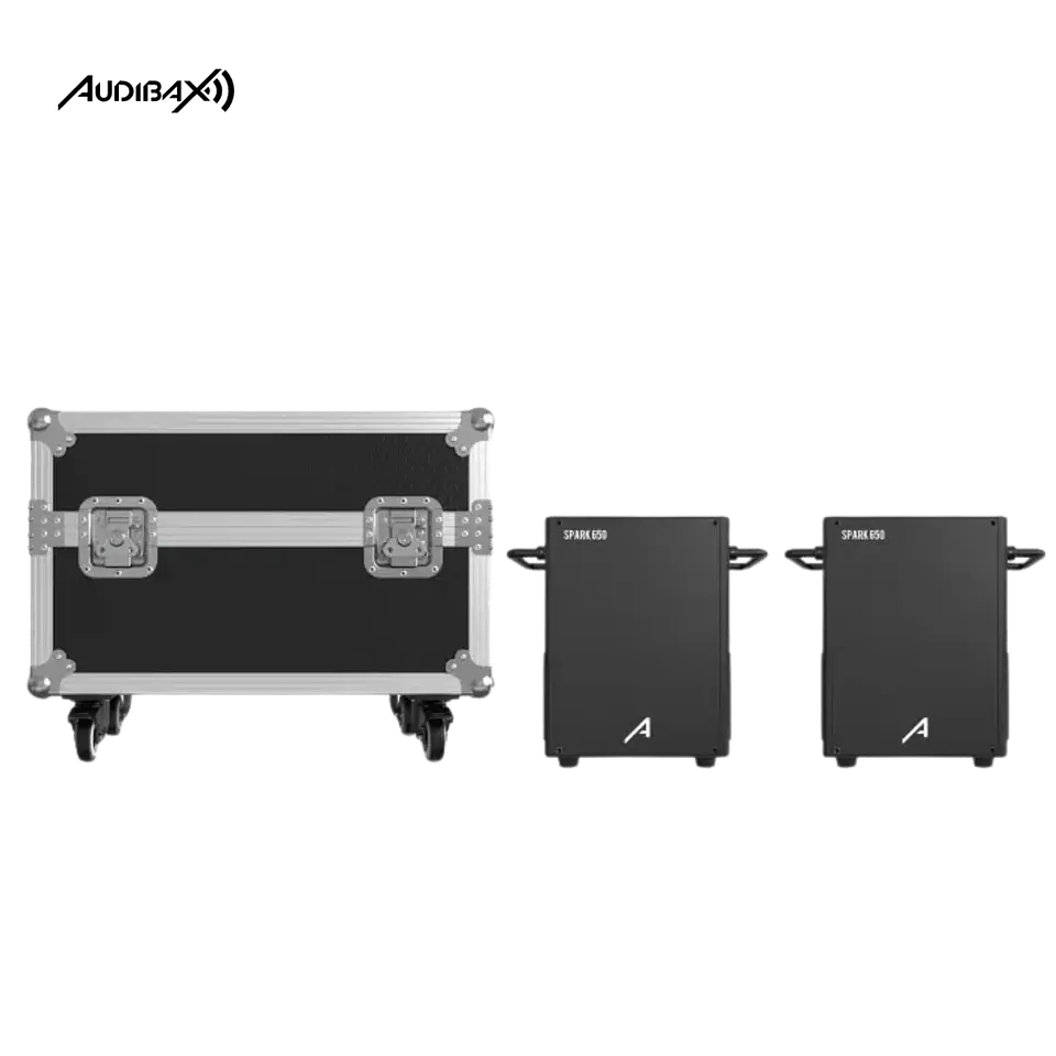 KIT Máquina de faísca fria 2x Audibax Spark 650 + Flightcase 2