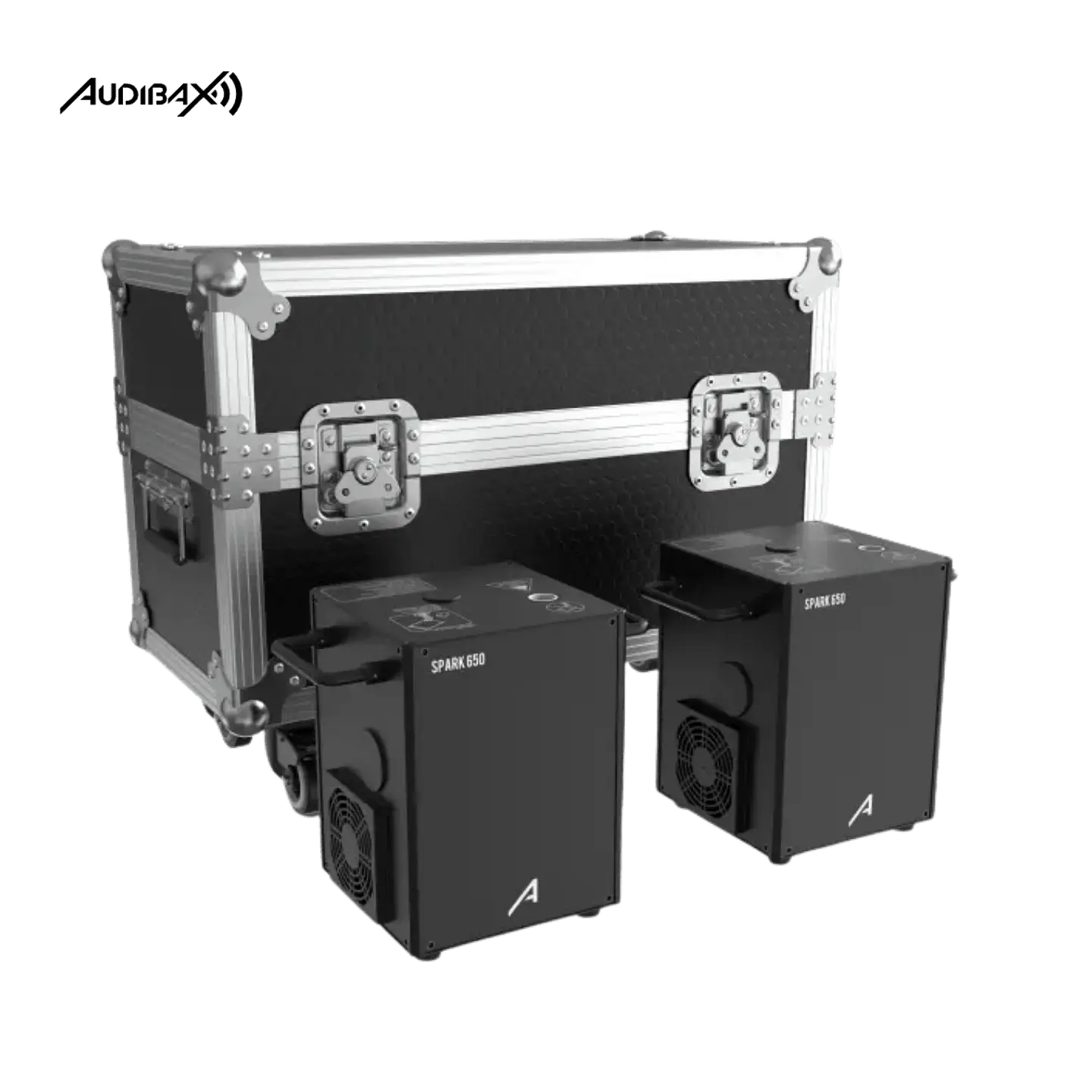 KIT Máquina de faísca fria 2x Audibax Spark 650 + Flightcase 1