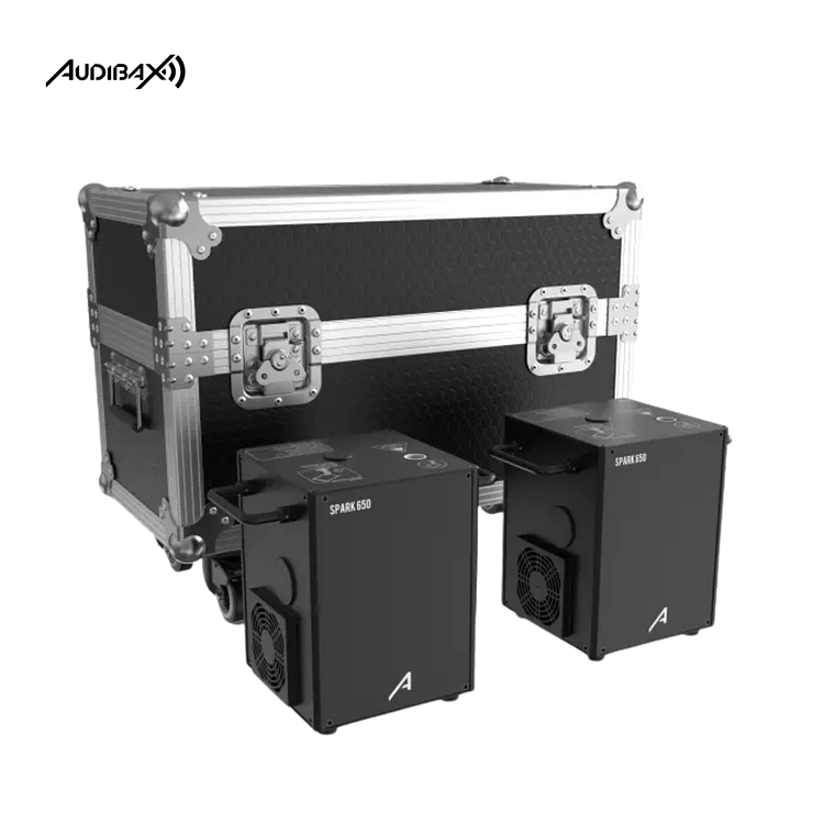 KIT Máquina de faísca fria 2x Audibax Spark 650 + Flightcase 1