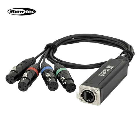 Showtec CS-4F/3 Shuttle 4 Canais - Adaptador DMX 4 de 3 pinos (macho) para RJ45 CAT (fêmea)