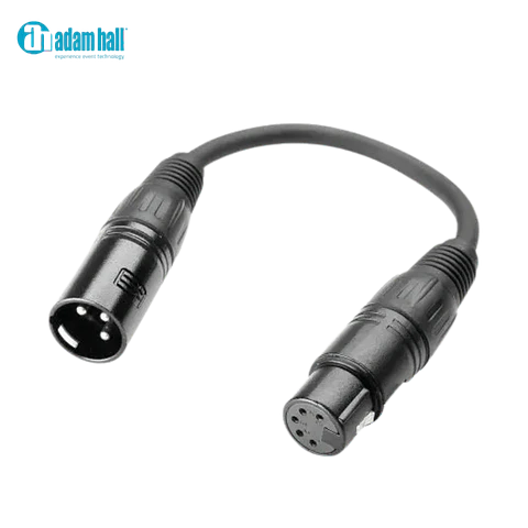 ADAM HALL Cabo adaptador DMX K3 DHM 0020 fêmea de 5 pinos XLR para macho de 3 pinos XLR 0,2 m