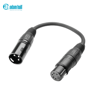 ADAM HALL Cabo adaptador DMX K3 DHM 0020 fêmea de 5 pinos XLR para macho de 3 pinos XLR 0,2 m