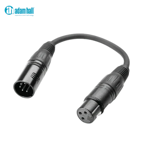 ADAM HALL Cabo adaptador DMX K3 DGF 0020 DMX 5 pinos macho para XLR 3 pinos fêmea 0,2 m