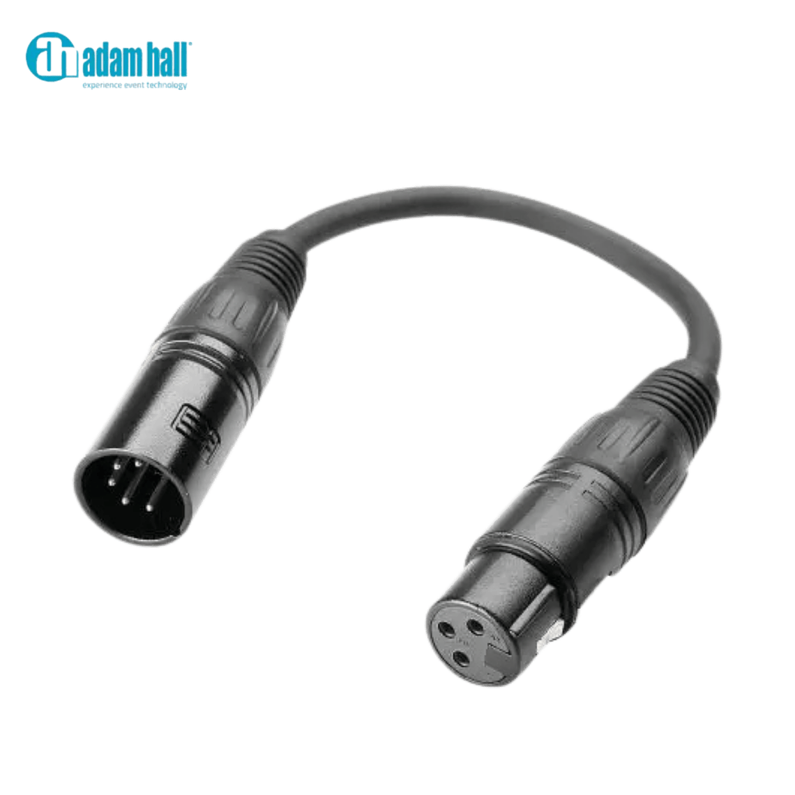 ADAM HALL Cabo adaptador DMX K3 DGF 0020 DMX 5 pinos macho para XLR 3 pinos fêmea 0,2 m 1