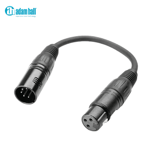ADAM HALL Cabo adaptador DMX K3 DGF 0020 DMX 5 pinos macho para XLR 3 pinos fêmea 0,2 m