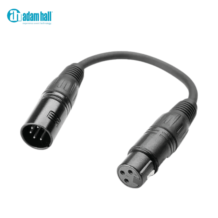 ADAM HALL Cabo adaptador DMX K3 DGF 0020 DMX 5 pinos macho para XLR 3 pinos fêmea 0,2 m 1