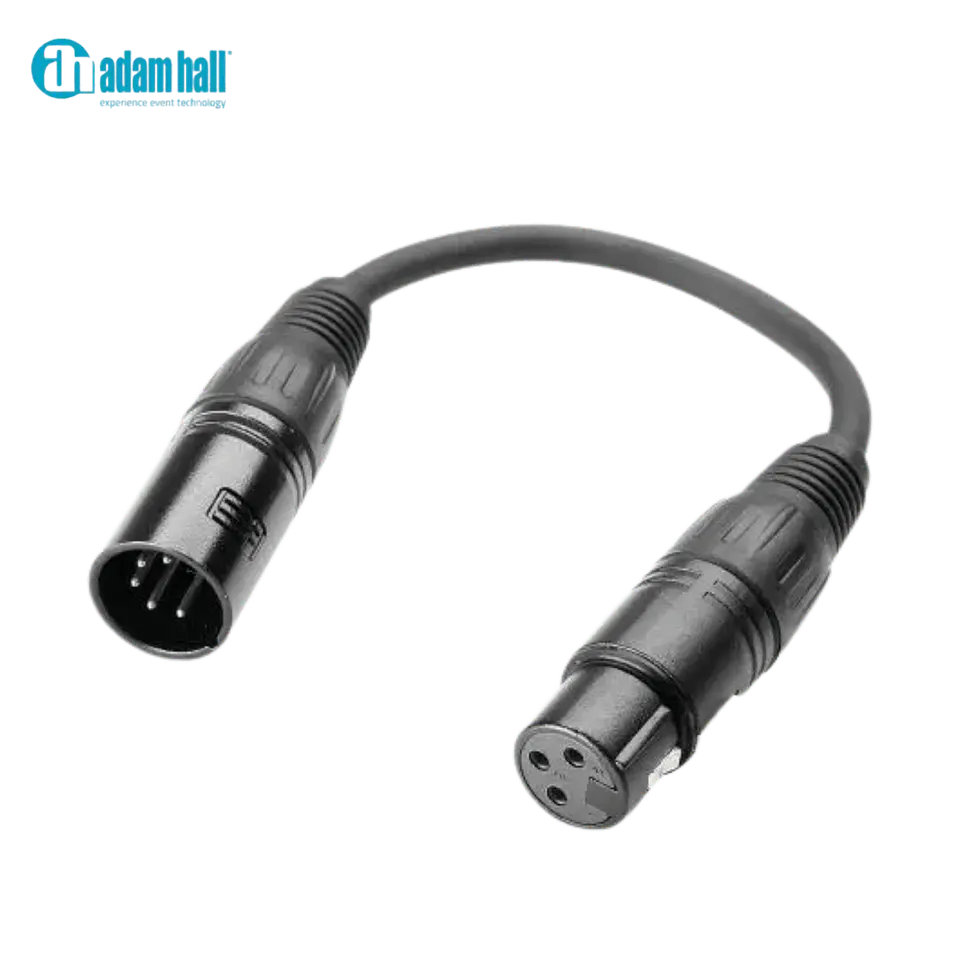 ADAM HALL Cabo adaptador DMX K3 DGF 0020 DMX 5 pinos macho para XLR 3 pinos fêmea 0,2 m 1