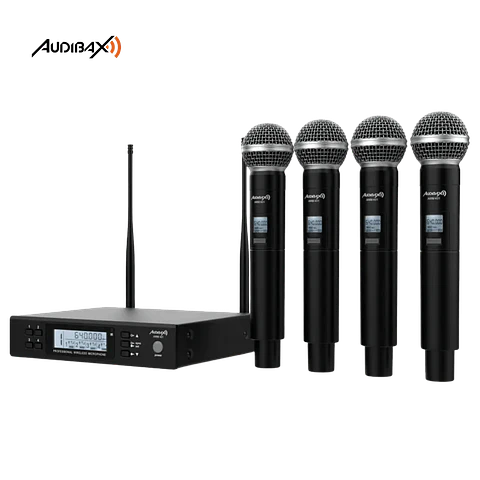 Sistema de Microfones Sem Fio Audibax AWM 401 UHF de 4 canais
