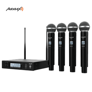 Sistema de Microfones Sem Fio Audibax AWM 401 UHF de 4 canais