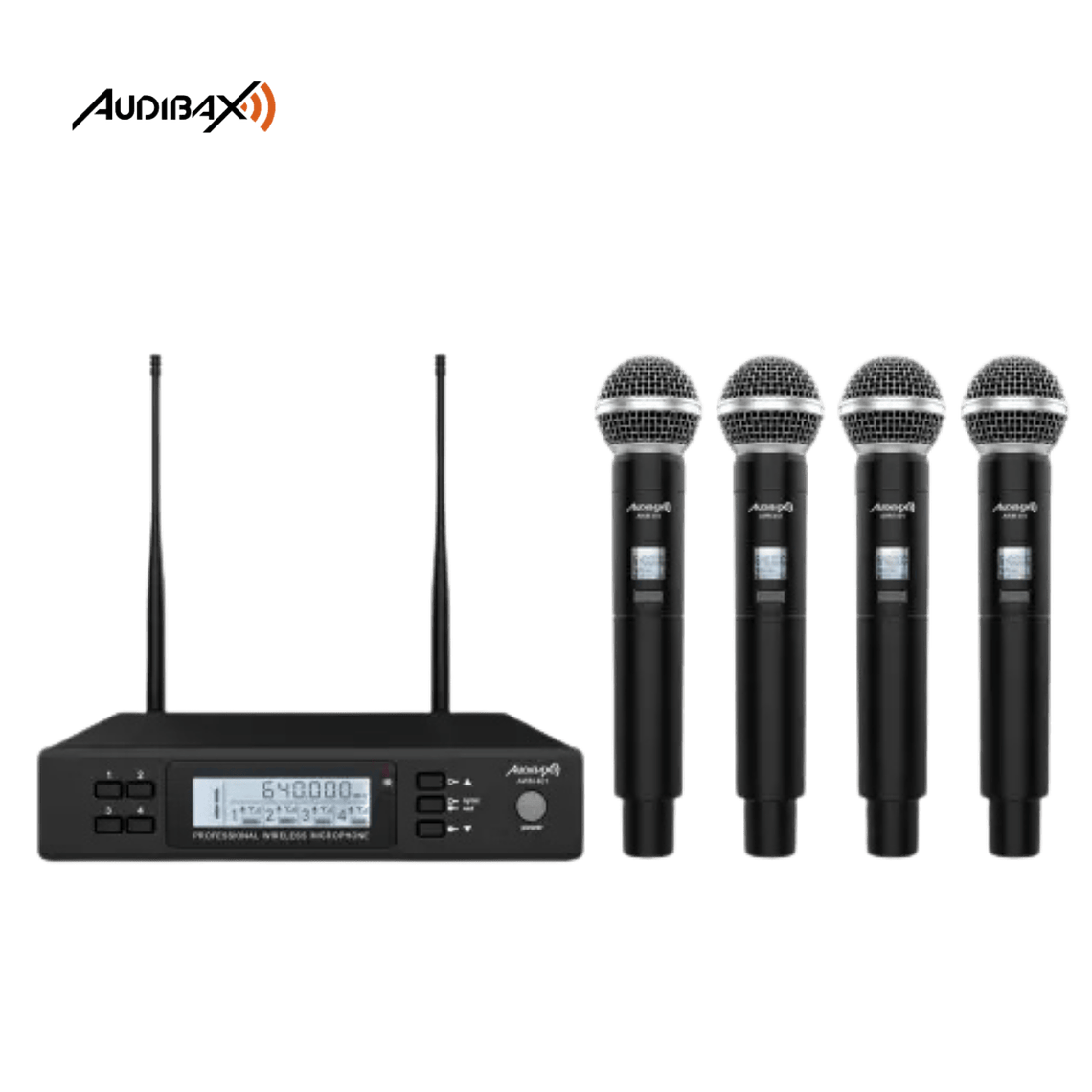 Sistema de Microfones Sem Fio Audibax AWM 401 UHF de 4 canais 1