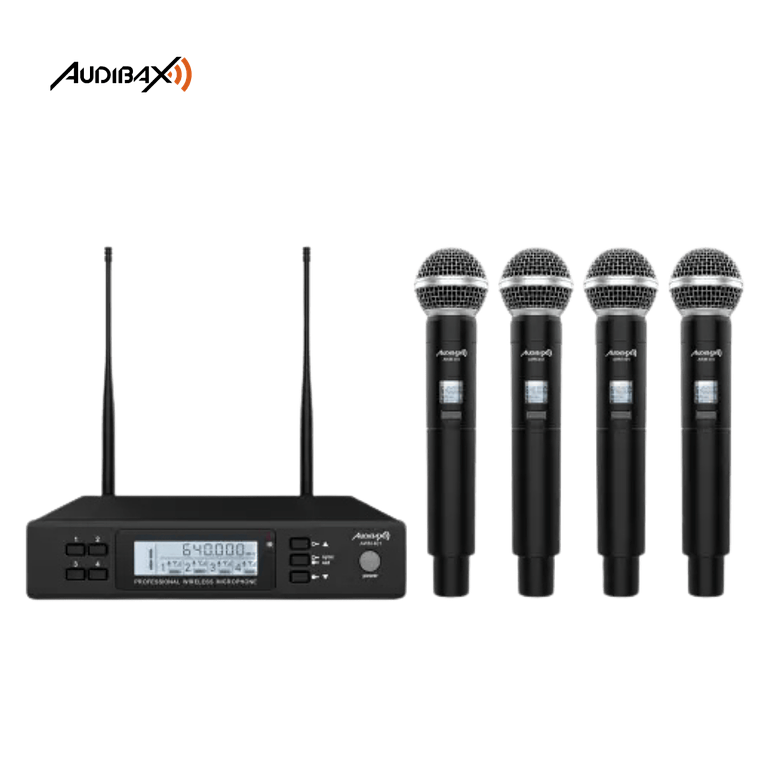 Sistema de Microfones Sem Fio Audibax AWM 401 UHF de 4 canais 1