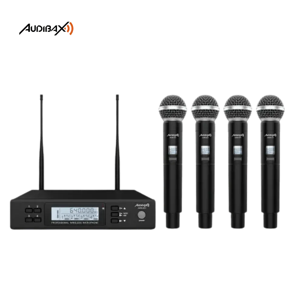 Sistema de Microfones Sem Fio Audibax AWM 401 UHF de 4 canais 1
