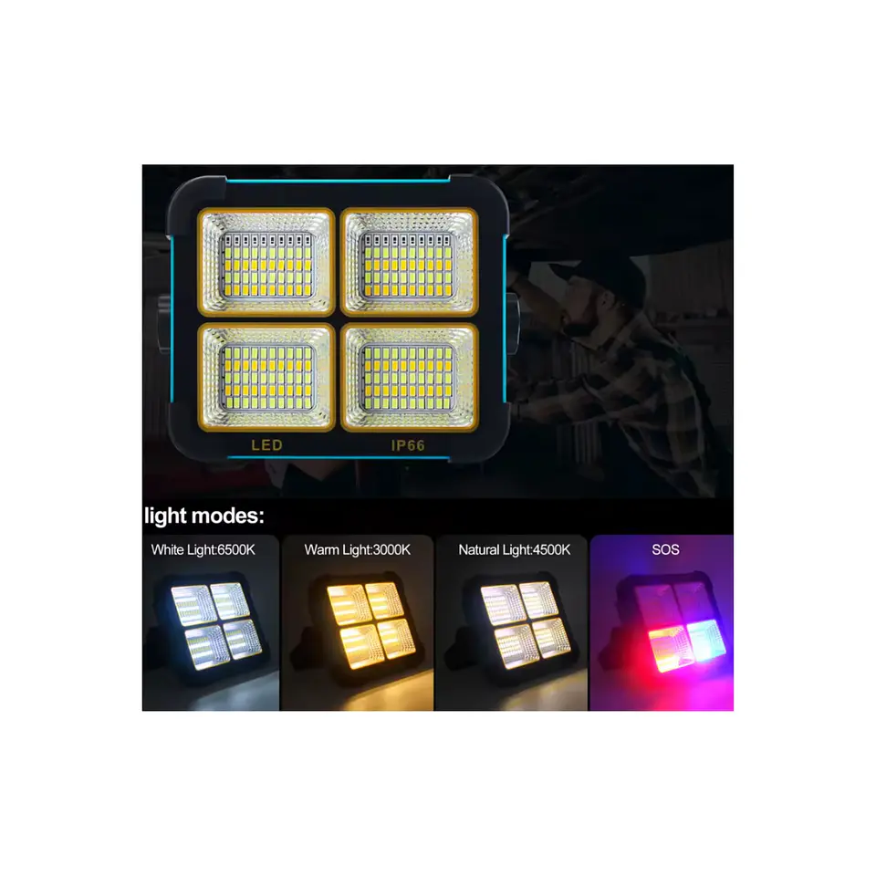 Projetor LED Solar com Power Bank – 4 Modos de Luz 3