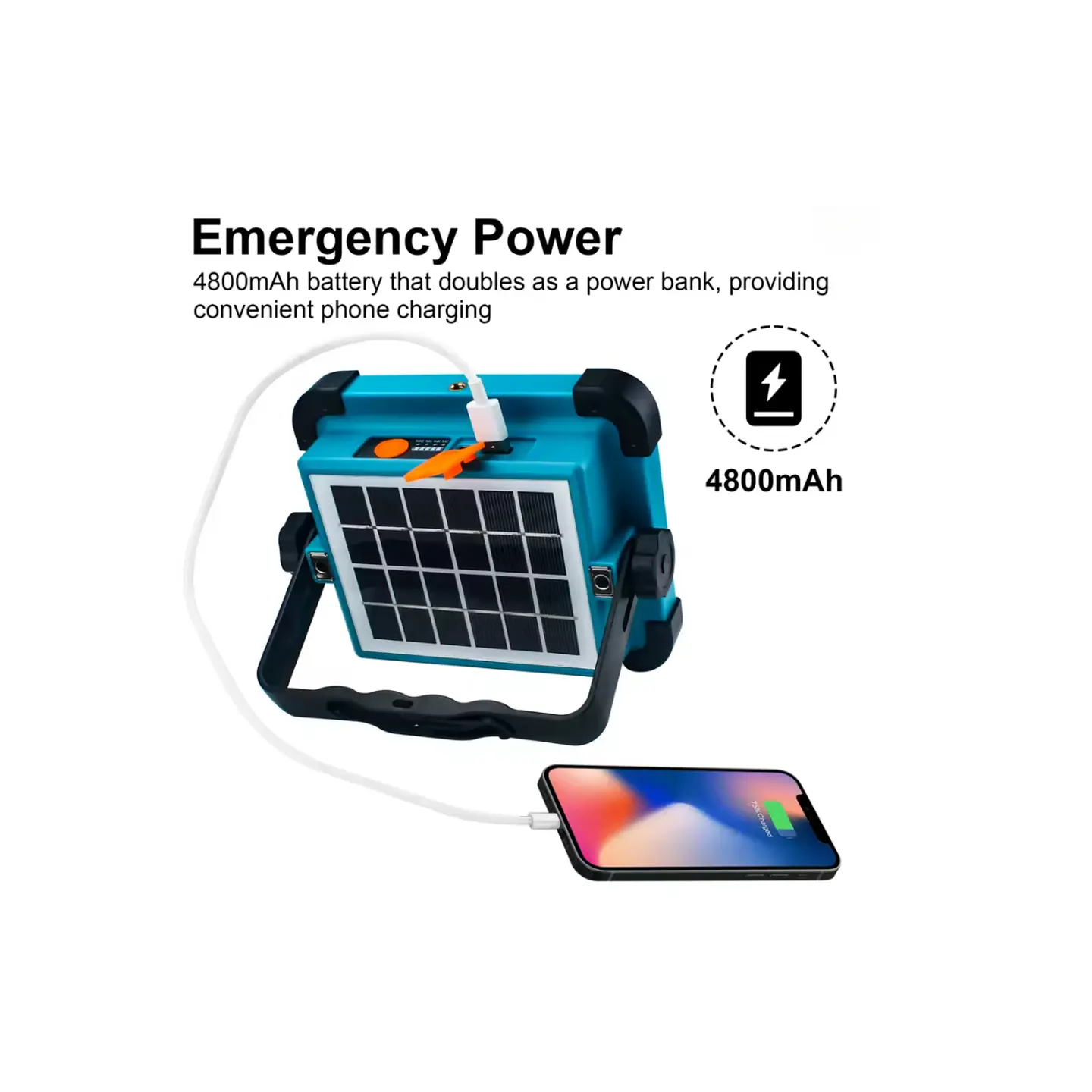 Projetor LED Solar com Power Bank – 4 Modos de Luz 2