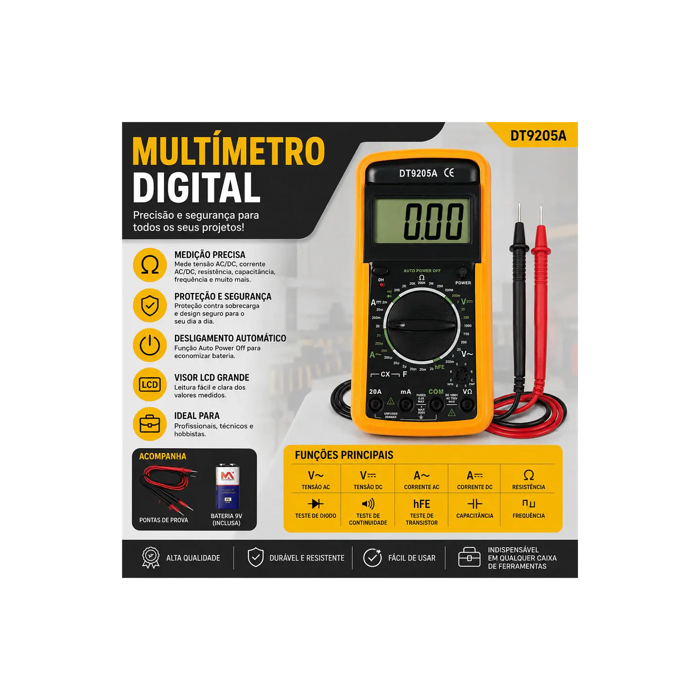 Multímetro Digital DT9205A 1