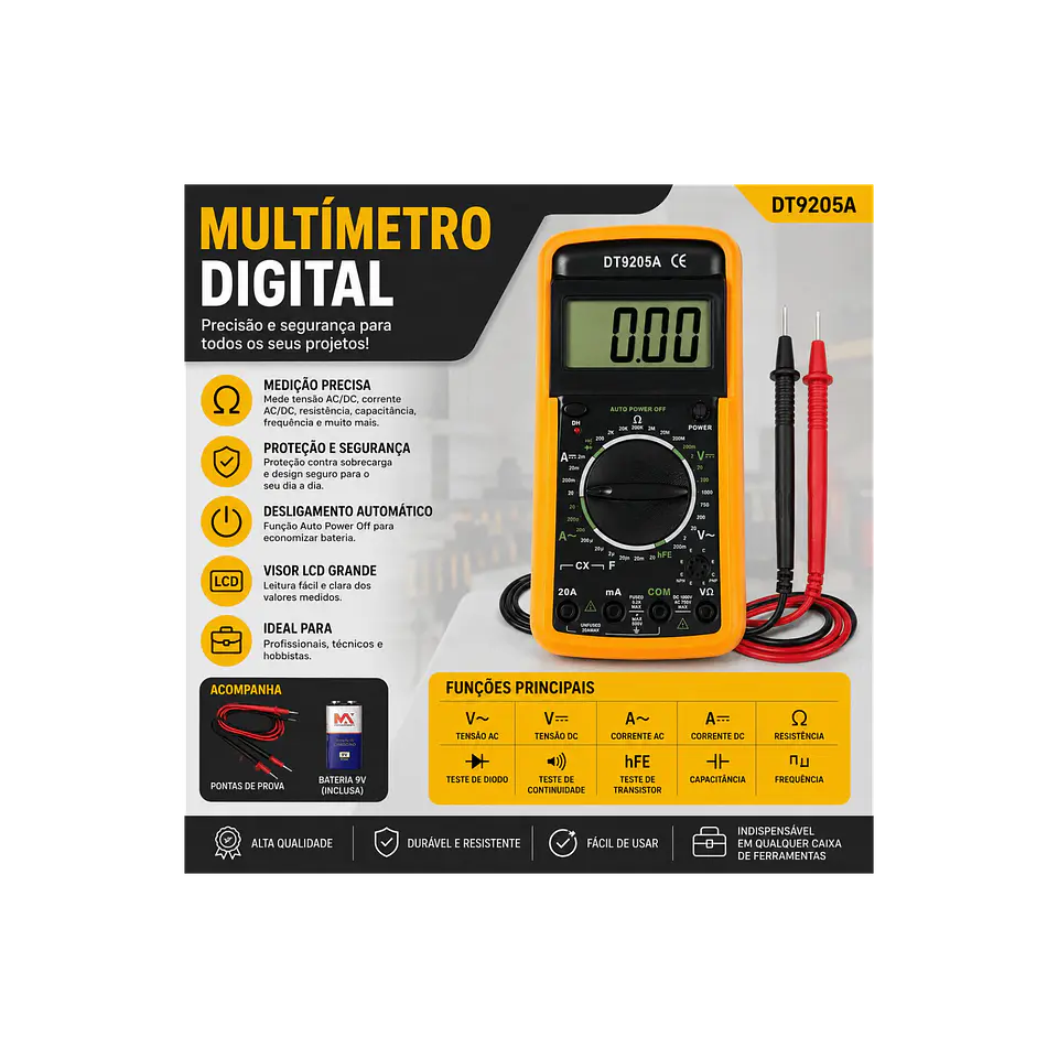 Multímetro Digital DT9205A 1
